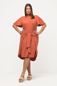 Ulla Popken Sommerkleid Midikleid Drapierung V-Ausschnitt ärmellos