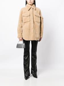 shearling shirt jacket - Beige