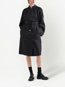 Prada Re-Nylon regenjas met dubbele rij knopen - Zwart