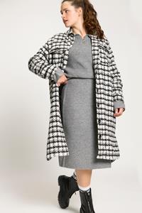 Studio Untold Wolljacke Hemdjacke long oversized Hahnentritt Langarm