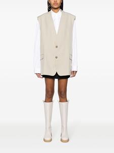 mm6maisonmargiela MM6 Maison Margiela Gilet met enkele rij knopen - Beige