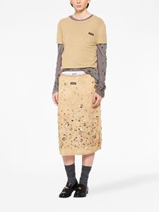 miumiu Miu Miu Midi-jurk met geborduurde bloemen - Grijs