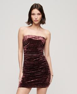 Superdry Vrouwen Fluwelen Bandeaumini-jurk Roze