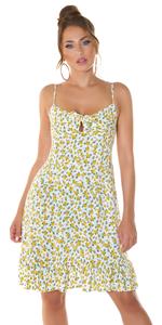 Cosmoda Collection Trendy zomer mini jurkje met bloemen-print geel