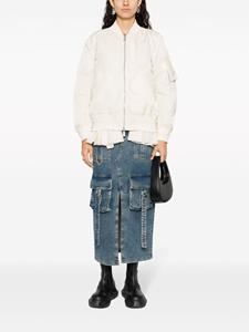 zip-up pleated bomber jacket - Wit
