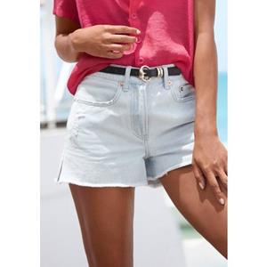Buffalo Jeansshort met used-effecten, zijschuiven, korte broek van katoen
