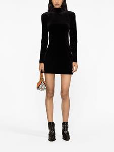 Patou velvet high-neck dress - Zwart