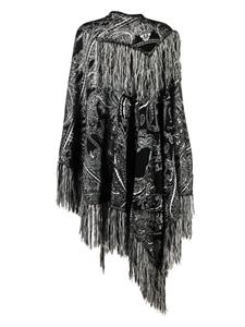 Philipp Plein Cape met jacquard - Zwart
