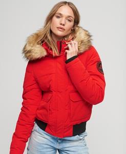 Superdry Vrouwen Everest Pufferbomberjack met Capuchon Rood