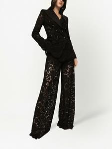 dolce&gabbana Dolce & Gabbana Turlington blazer met dubbele rij knopen en kant - Zwart