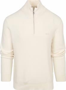 Gant Halfzip Trui Wolmix Ecru