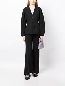 GANNI Blazer met enkele rij knopen en V-hals - Zwart