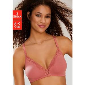 Petite fleur Bralette-bh zonder beugels van katoen met kant (Set van 2)