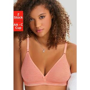 Petite fleur Bralette-bh van als zijde glanzende modal, doop dyed, basic dessous (Set van 2)