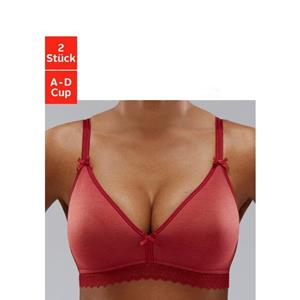 Petite fleur Bralette-bh met kantband, van zacht katoen, basic dessous (Set van 2)