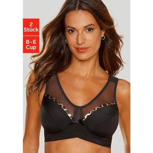 Petite fleur Steun-bh zonder beugel met modieuze, transparante mesh-inzet (Set van 2)