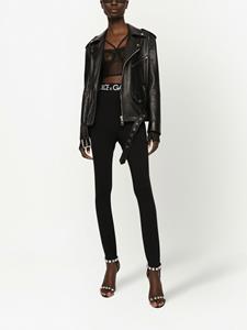 dolce&gabbana Dolce & Gabbana Leren bikerjack - Zwart