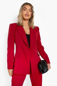 Boohoo Getailleerde Blazer Met Laag Decolleté, Berry