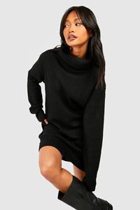 Boohoo Vissers Trui Jurk Met Col, Black