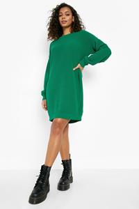 Boohoo Mini Trui Jurk Met Crewneck, Green
