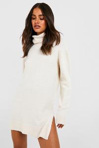 Boohoo Oversized Trui Jurk Met Col, Stone