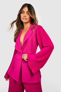 Boohoo Geplooide Getailleerde Blazer Met Wijde Mouwen, Magenta