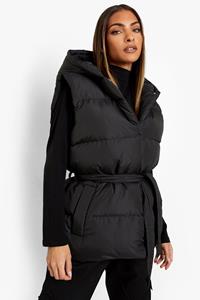 Boohoo Gewatteerde Bodywarmer Met Ceintuur, Black
