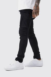 Stretch Utility Cargo Skinny Jeans, True Black