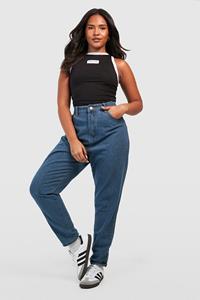 Boohoo Plus Mom Jeans Met Hoge Taille, Vintage Wash