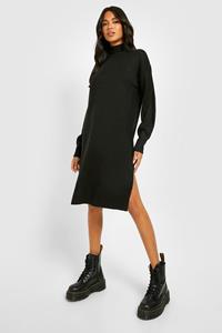Boohoo Gekleurde Trui Jurk Met Col, Black