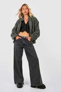 Boohoo Acid Wash Gebleekte Wide Leg Jeans, Acid Wash Black
