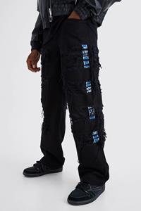 Boohoo Onbewerkte Baggy Jeans Met Jersey Joggingbroek Onderlaag, True Black