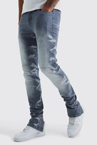 Boohoo Tall Stacked Stretch Skinny Jeans Met Zoom Rits, Mid Grey