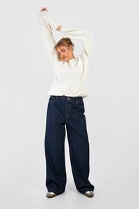 Boohoo Plus Basic High Waist Super Wide Leg Jeans, Indigo