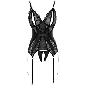 Cottelli Collection Jarretel-set met open cups - zwart