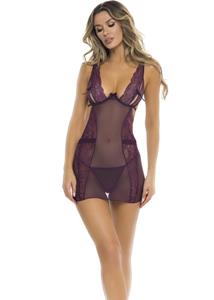 Rene Rofe Sneak Peak Babydoll Set - Paars