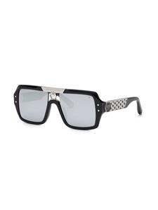 philippplein Philipp Plein Square zonnebril met logoprint - Zwart