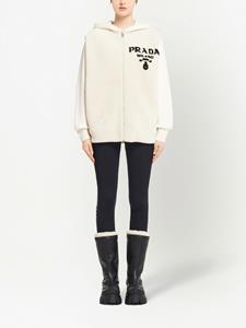 Prada Lammy hoodie met intarsia logo - Wit