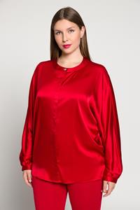 Ulla Popken Satinbluse Satinbluse Oversized Rundhals Fledermausarm