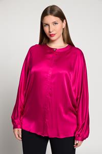 Ulla Popken Satinbluse Satinbluse Oversized Rundhals Fledermausarm