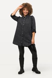 Ulla Popken Hemdbluse Hemdbluse Blätter Hemdkragen Langarm