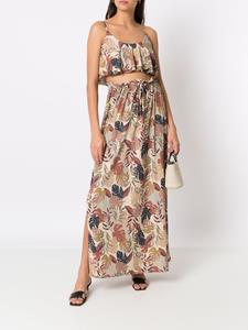 Amir Slama Maxi-rok met palmbladprint - Beige