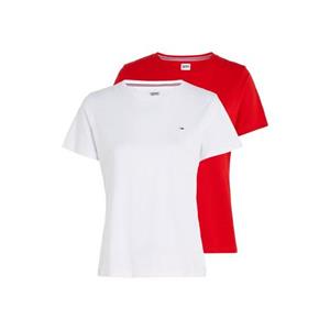 TOMMY JEANS Shirt met ronde hals TJW 2PACK SOFT JERSEY TEE met  merklabel-borduursel (2-delig, Set van 2)