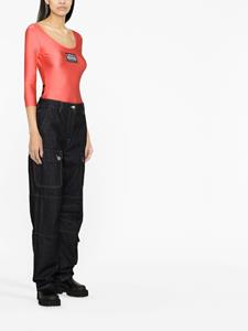 justcavalli Just Cavalli Body met diepe ronde hals en logoprint - Roze