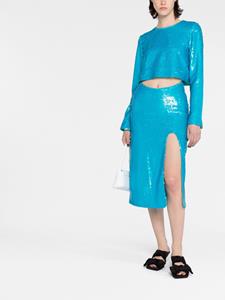 GANNI Midi-rok met pailletten - Blauw