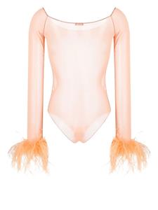 Oséree Body met veren afwerking - Oranje