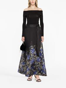 Maxi-rok met bloemenprint - Zwart