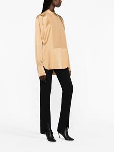 Blouse met satijnen afwerking - Bruin
