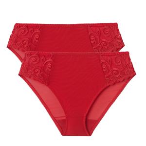 ANNE WEYBURN Set van 2 Slips in effen tule en geborduurde tule Lyssa