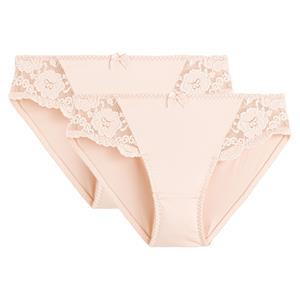 ANNE WEYBURN Set van 2 slips in kant en microvezel, Anthea